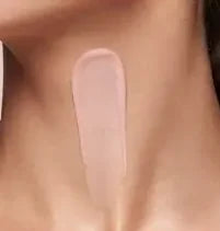 Balm swiped down the neck
